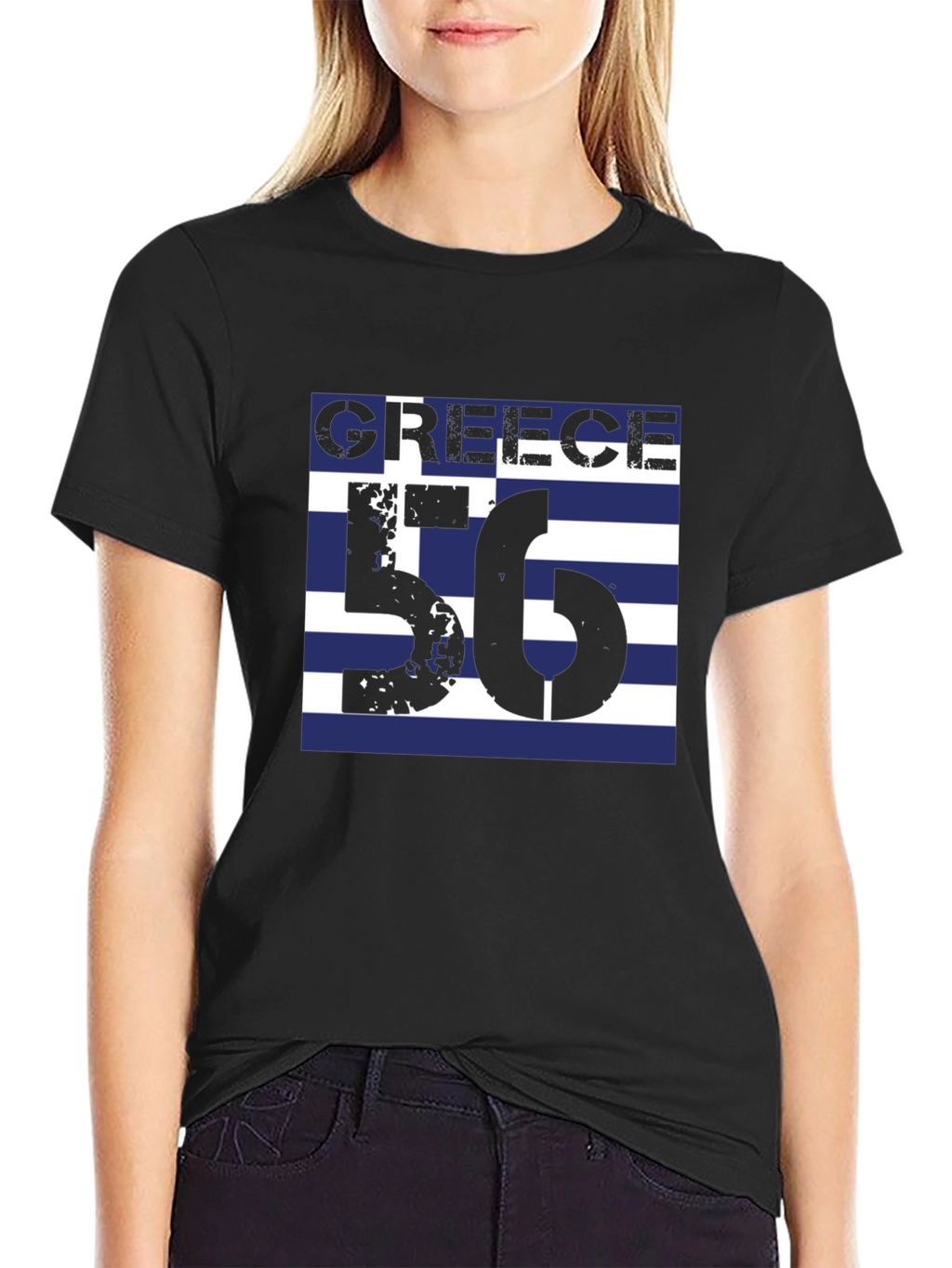 Greece Flag T-Shirt - Black Cotton Tee