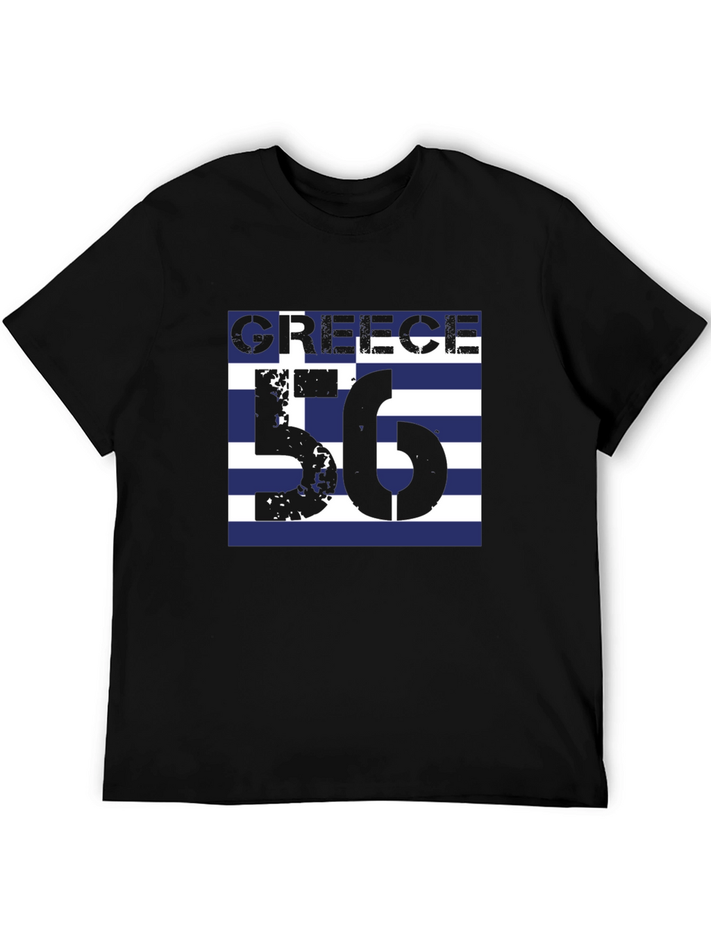 Greece Flag T-Shirt - Black Cotton Tee