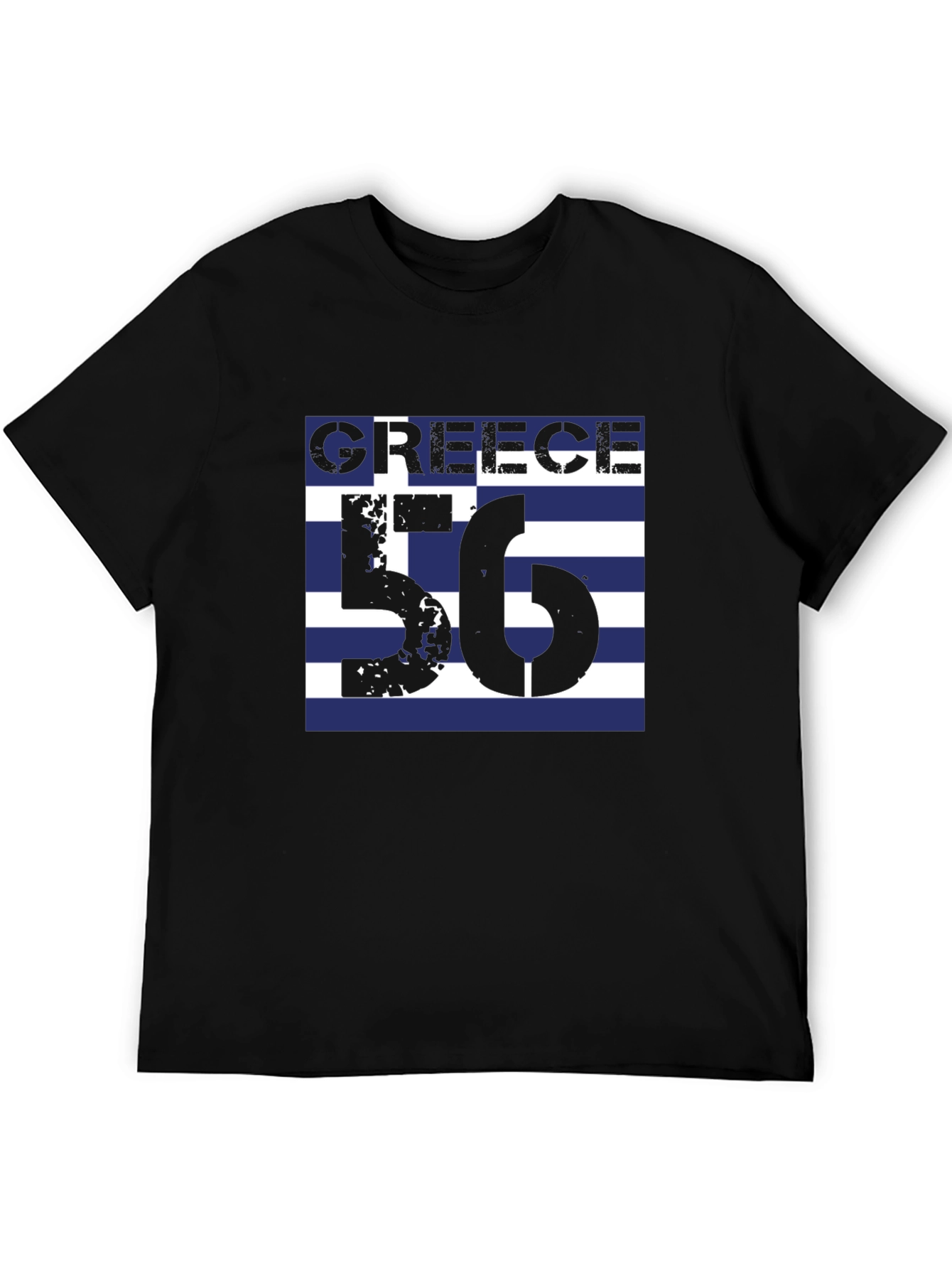Greece Flag T-Shirt - Black Cotton Tee