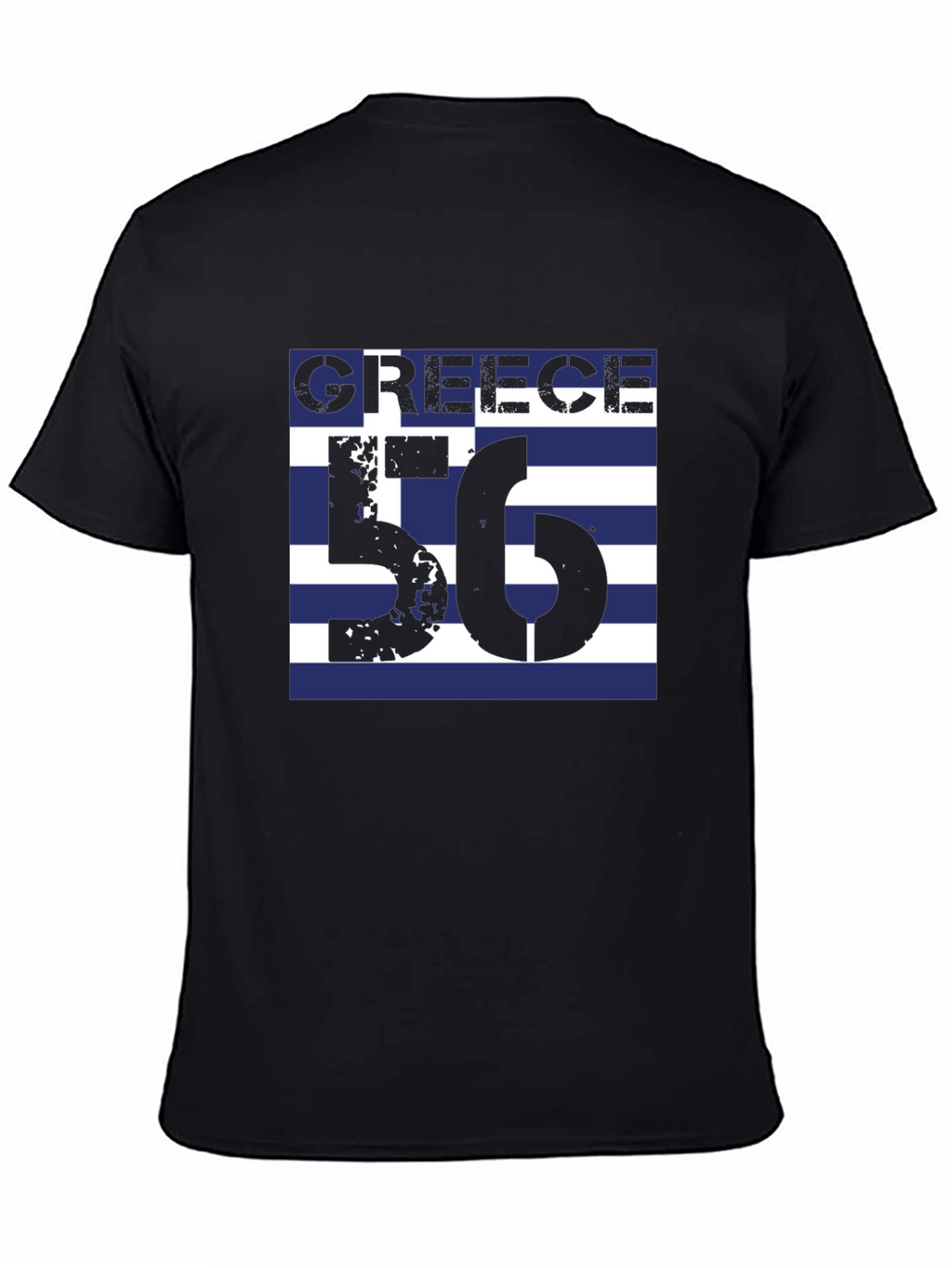 Greece Flag T-Shirt - Black Cotton Tee