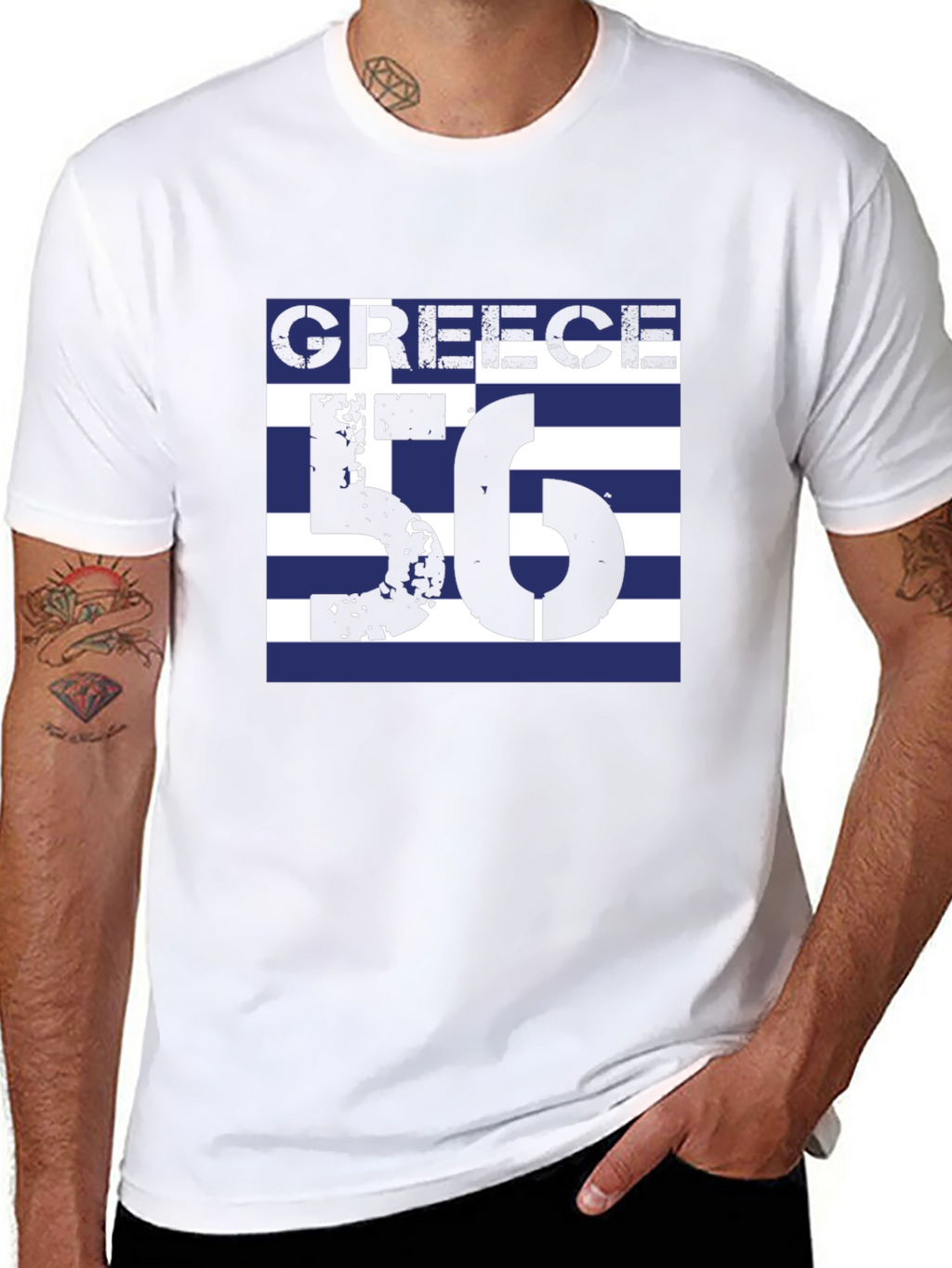 Greece Flag T-Shirt - Black Cotton Tee