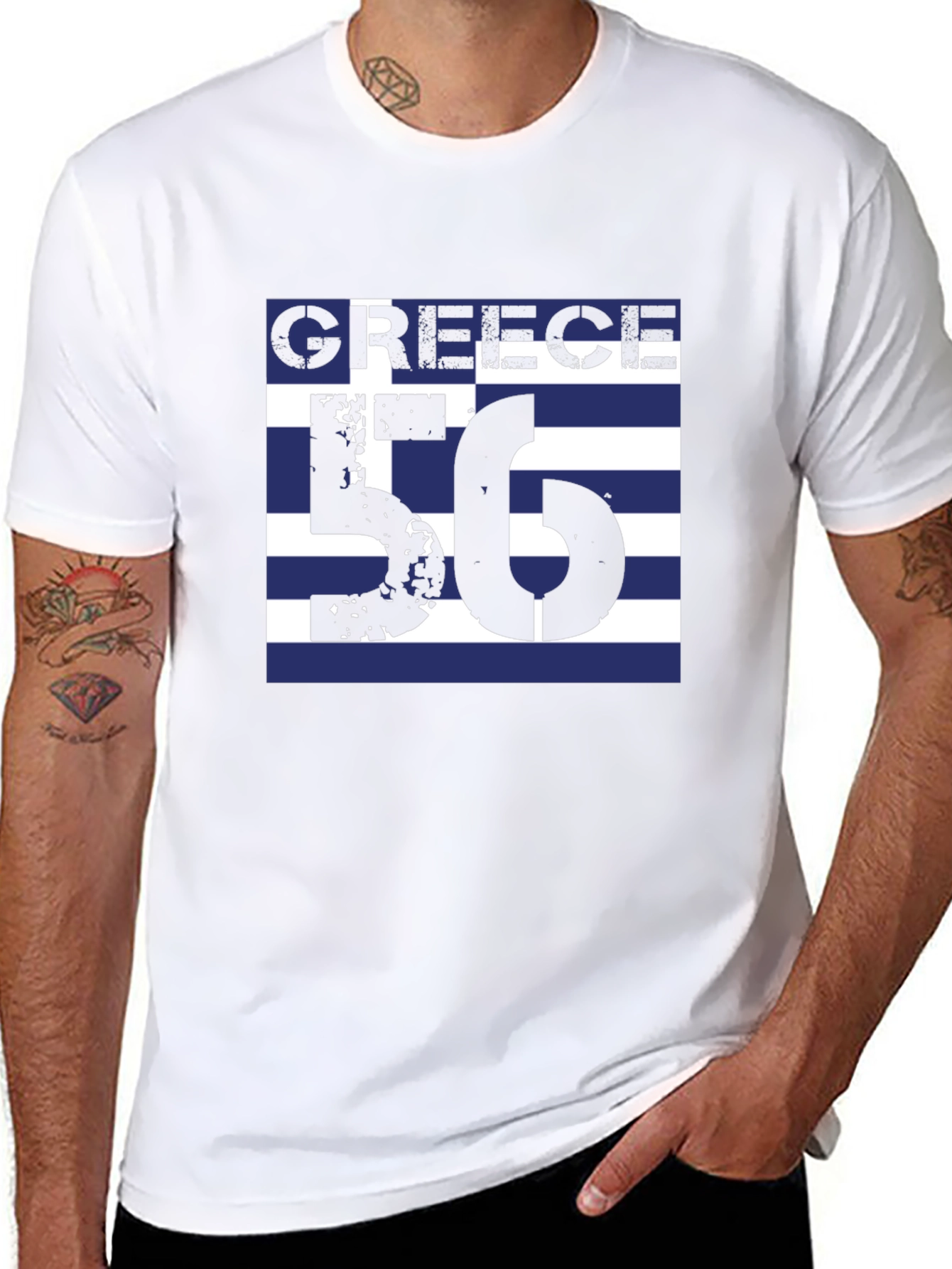 Greece Flag T-Shirt - Black Cotton Tee