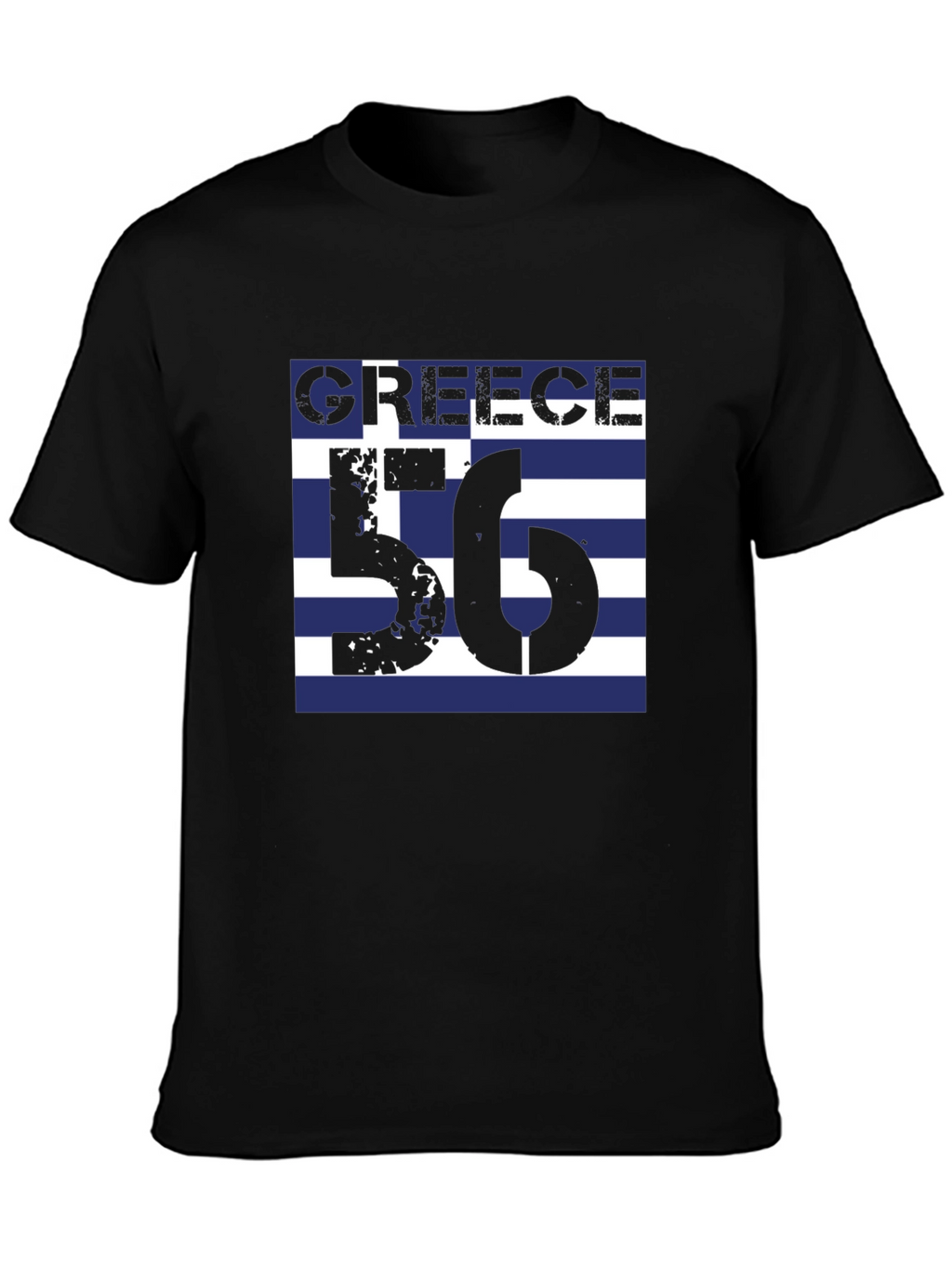 Greece Flag T-Shirt - Black Cotton Tee