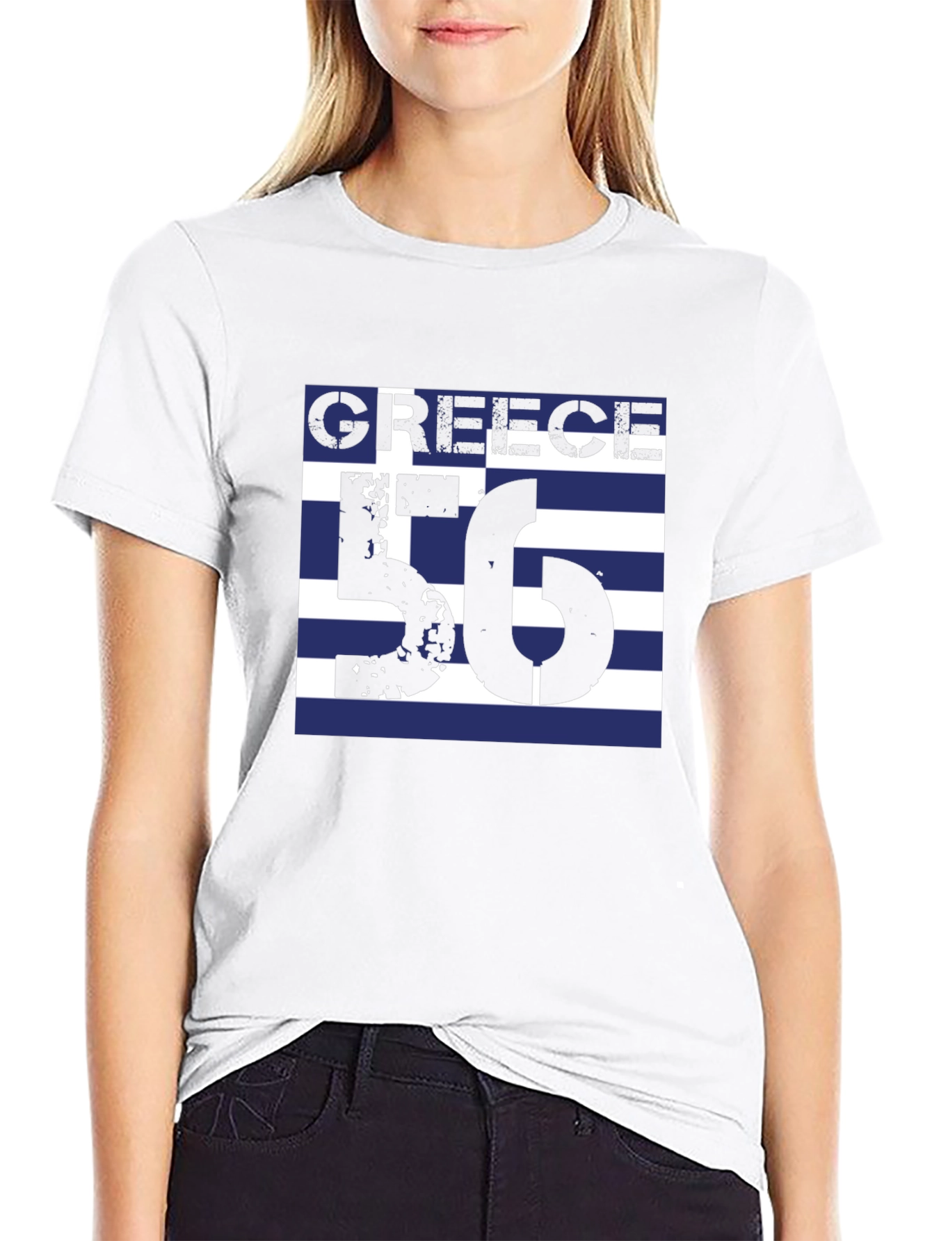 Greece Flag T-Shirt - Black Cotton Tee