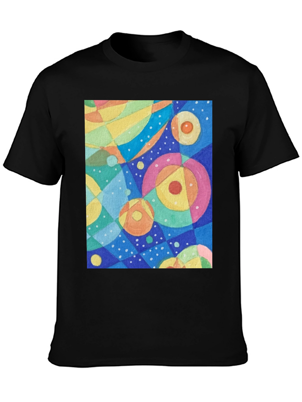 Abstract Circle Pattern Graphic Tee - Black