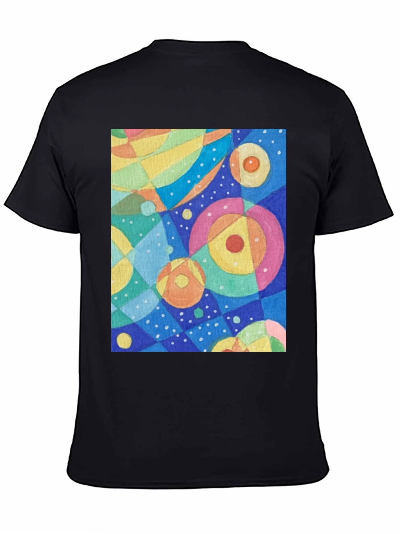 Abstract Circle Pattern Graphic Tee - Black