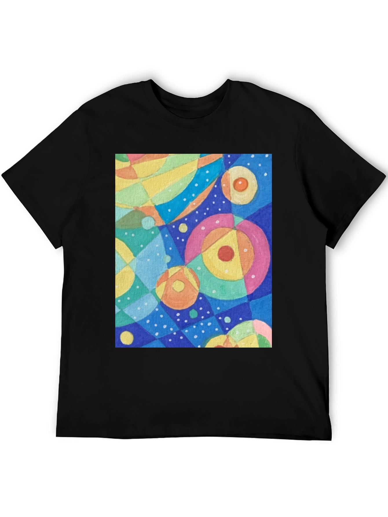 Abstract Circle Pattern Graphic Tee - Black