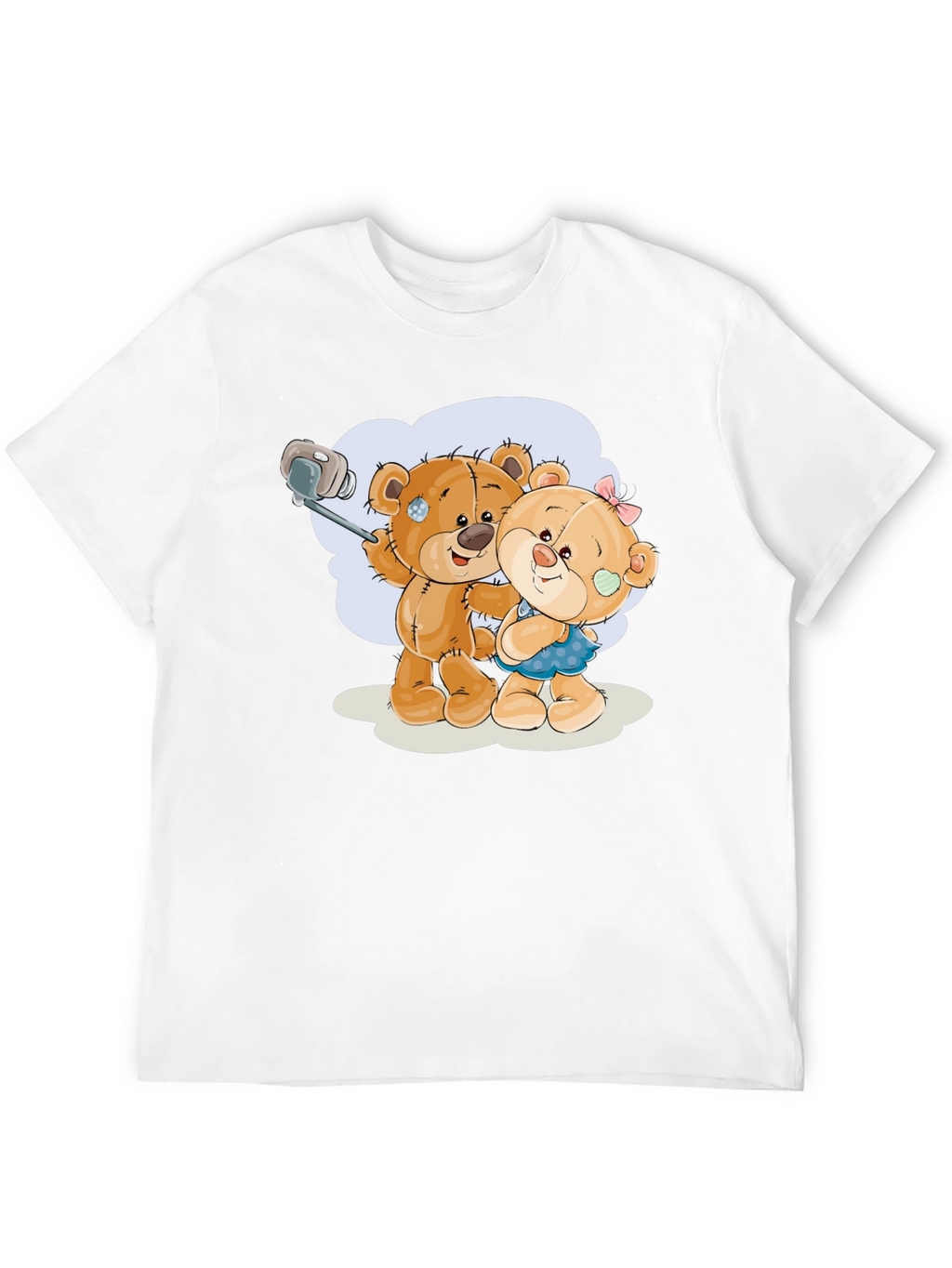 Cute Teddy Bear Selfie Black T-Shirt