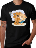 Cute Teddy Bear Selfie Black T-Shirt