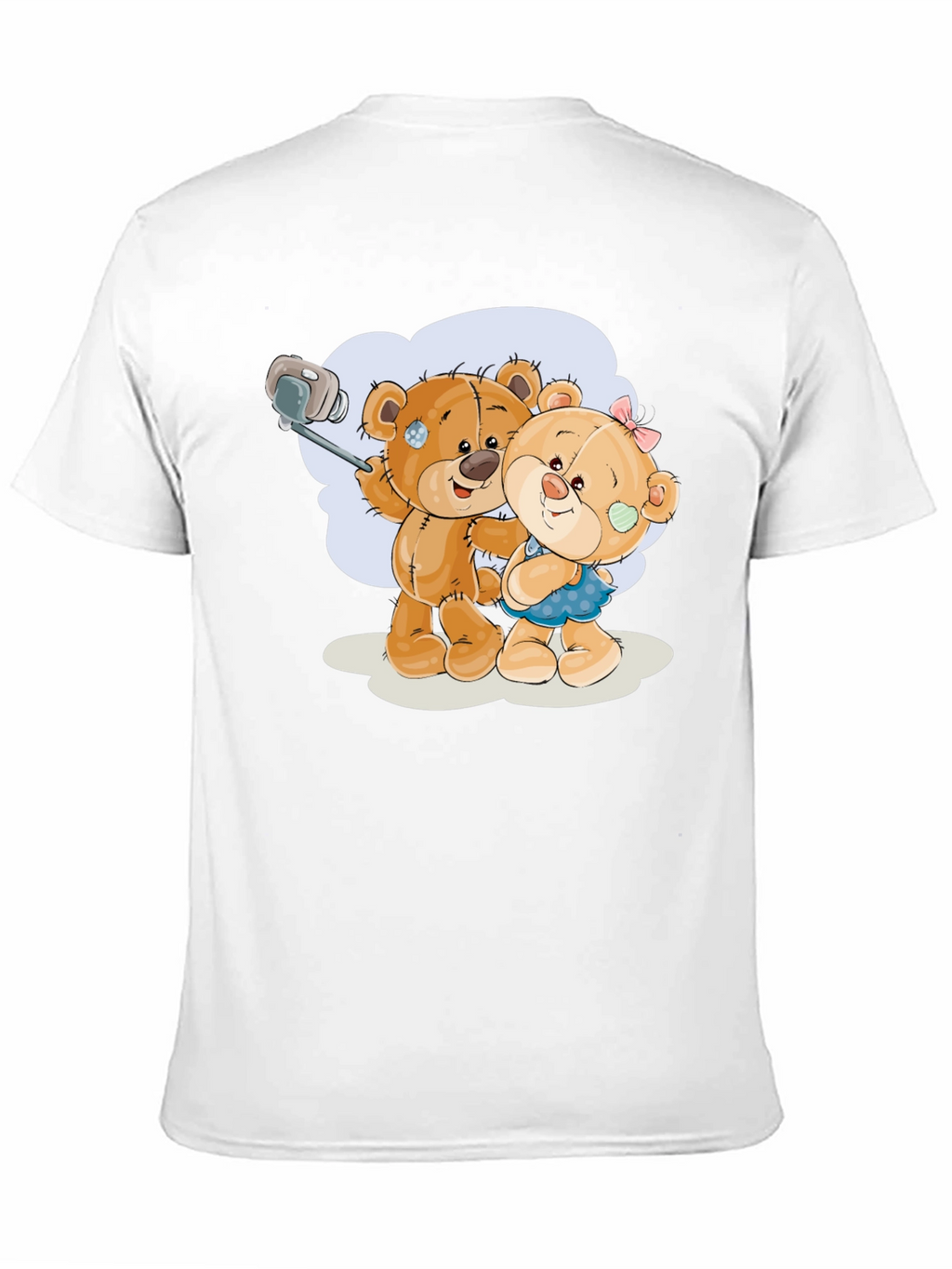Cute Teddy Bear Selfie Black T-Shirt
