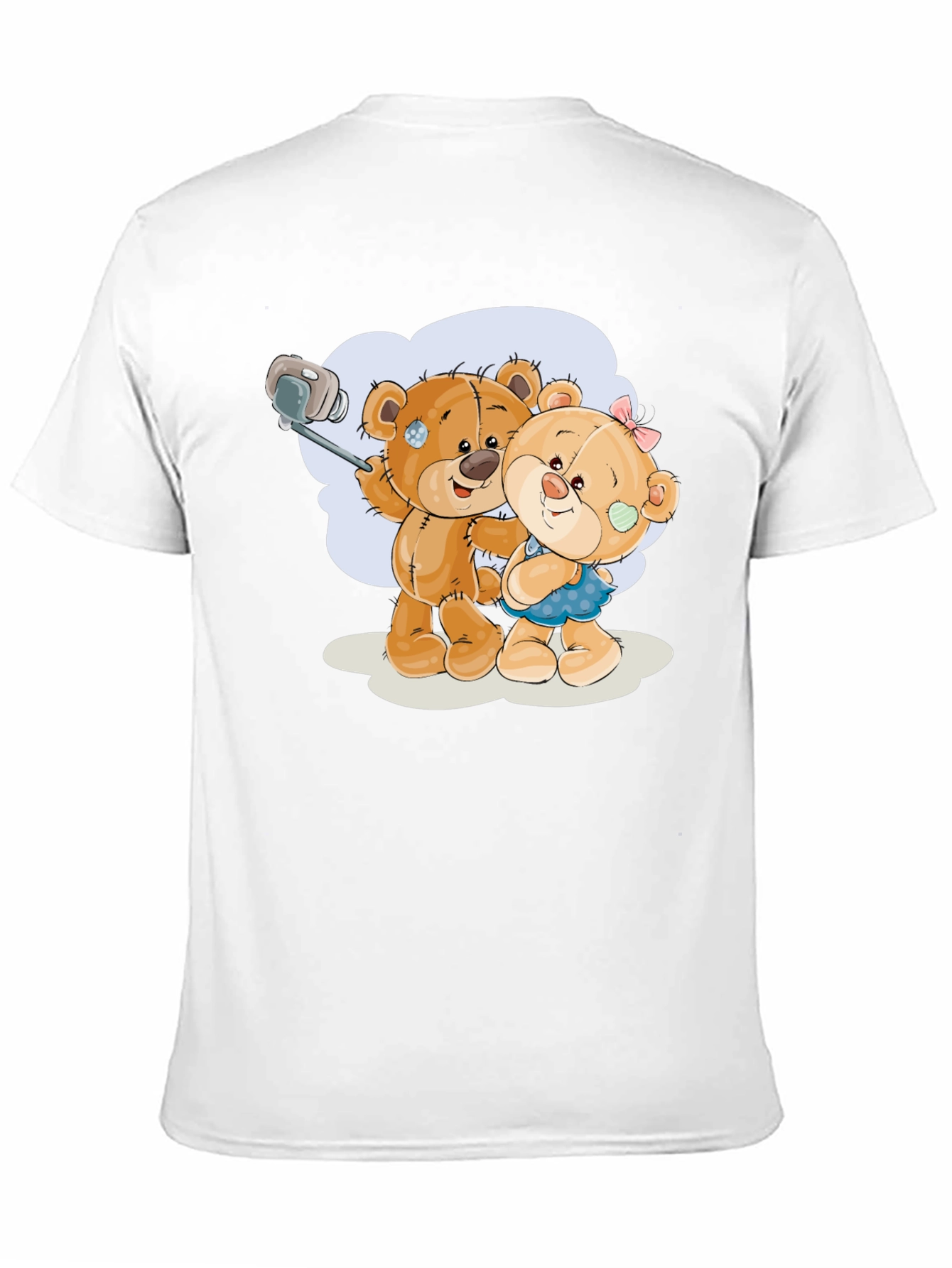 Cute Teddy Bear Selfie Black T-Shirt
