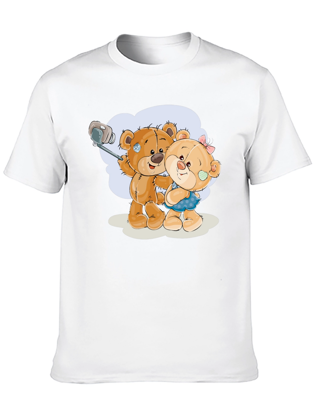 Cute Teddy Bear Selfie Black T-Shirt