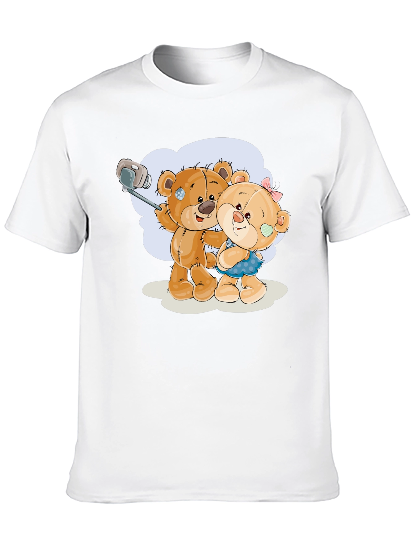 Cute Teddy Bear Selfie Black T-Shirt