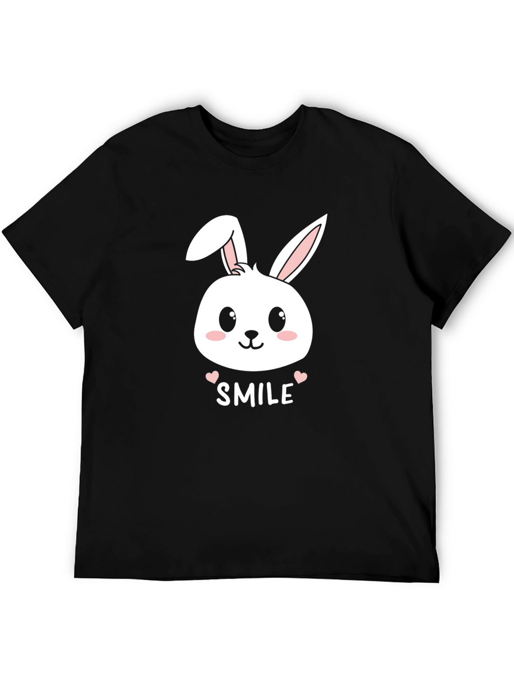 Cute Bunny Smile T-Shirt - Mens Black Graphic Tee