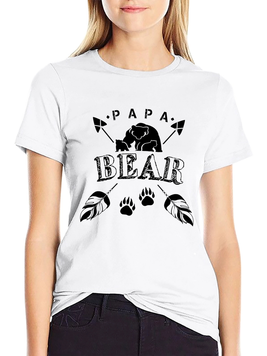 Papa Bear Graphic Tee - Black Cotton Blend