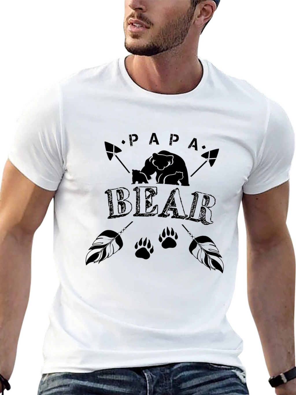 Papa Bear Graphic Tee - Black Cotton Blend