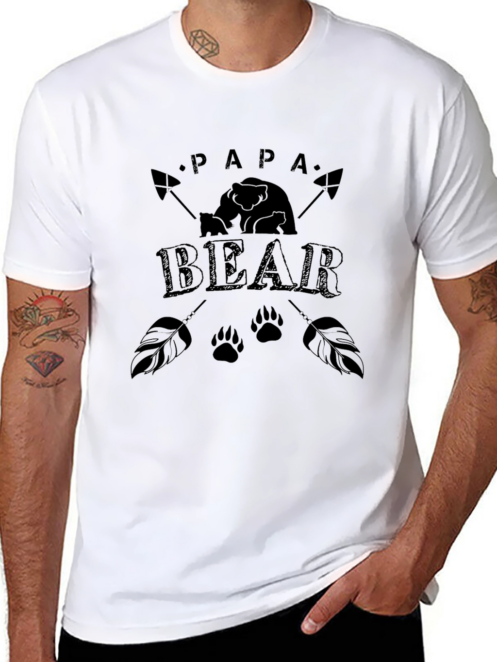 Papa Bear Graphic Tee - Black Cotton Blend