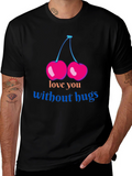Love You Without Hugs Cherry Graphic Tee - Black