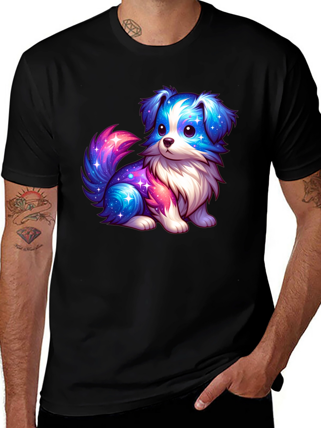 Cute Galaxy Puppy Graphic T-Shirt