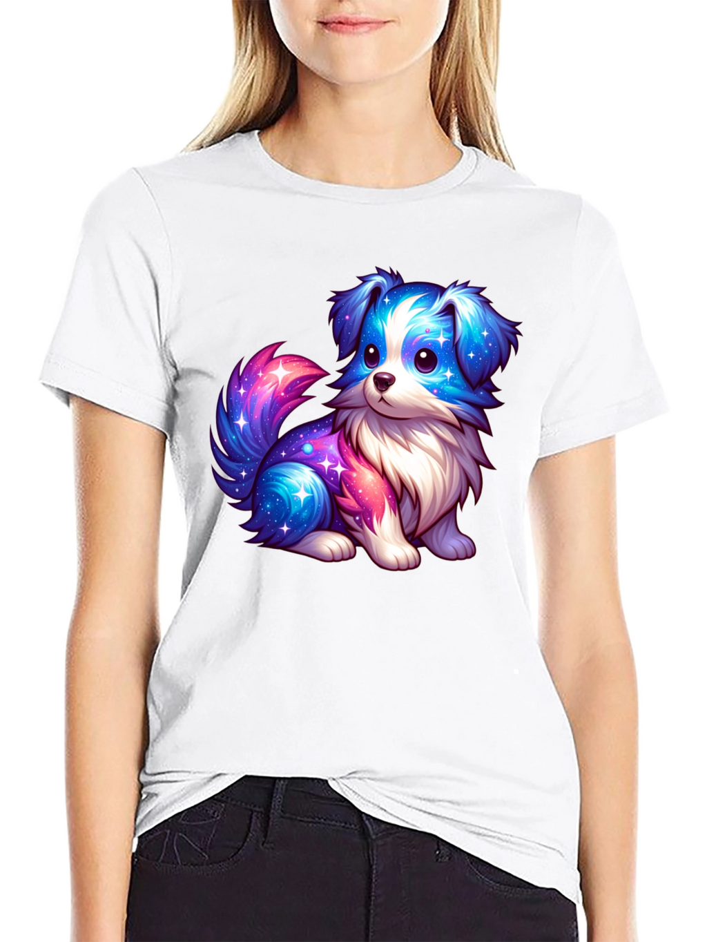 Cute Galaxy Puppy Graphic T-Shirt