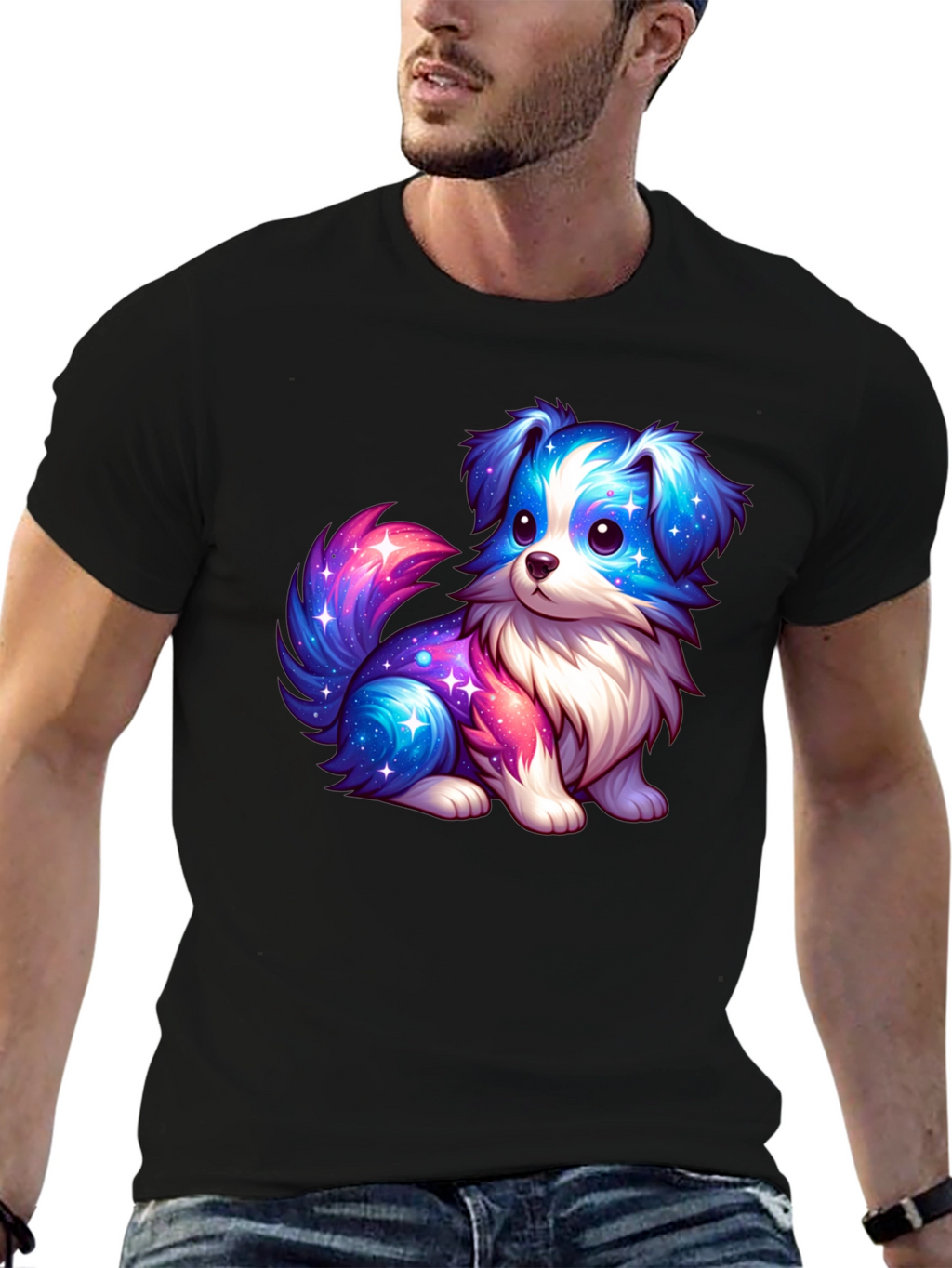 Cute Galaxy Puppy Graphic T-Shirt