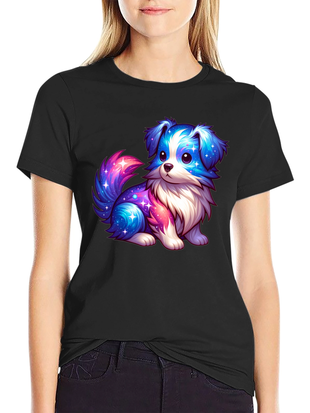 Cute Galaxy Puppy Graphic T-Shirt