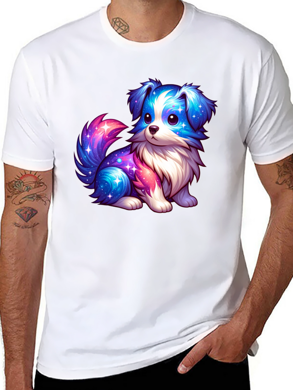 Cute Galaxy Puppy Graphic T-Shirt