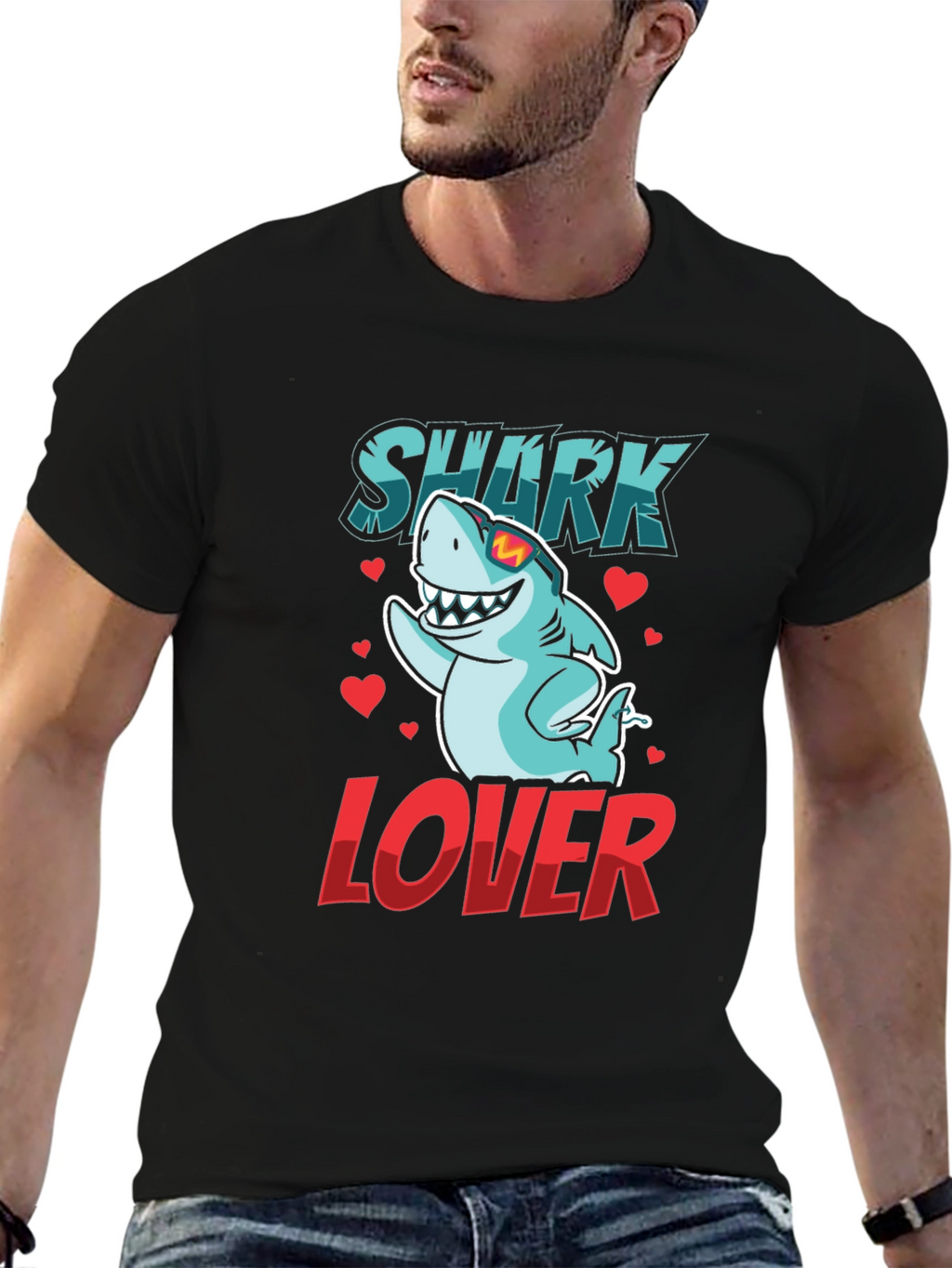 Shark Lover Graphic T-Shirt - Cool Cartoon Shark Design