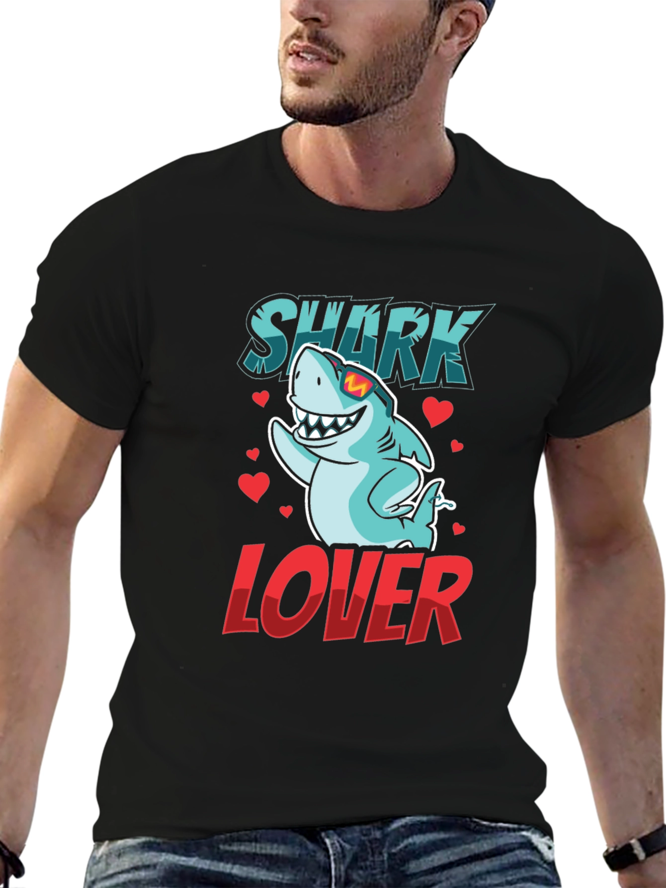 Shark Lover Graphic T-Shirt - Cool Cartoon Shark Design