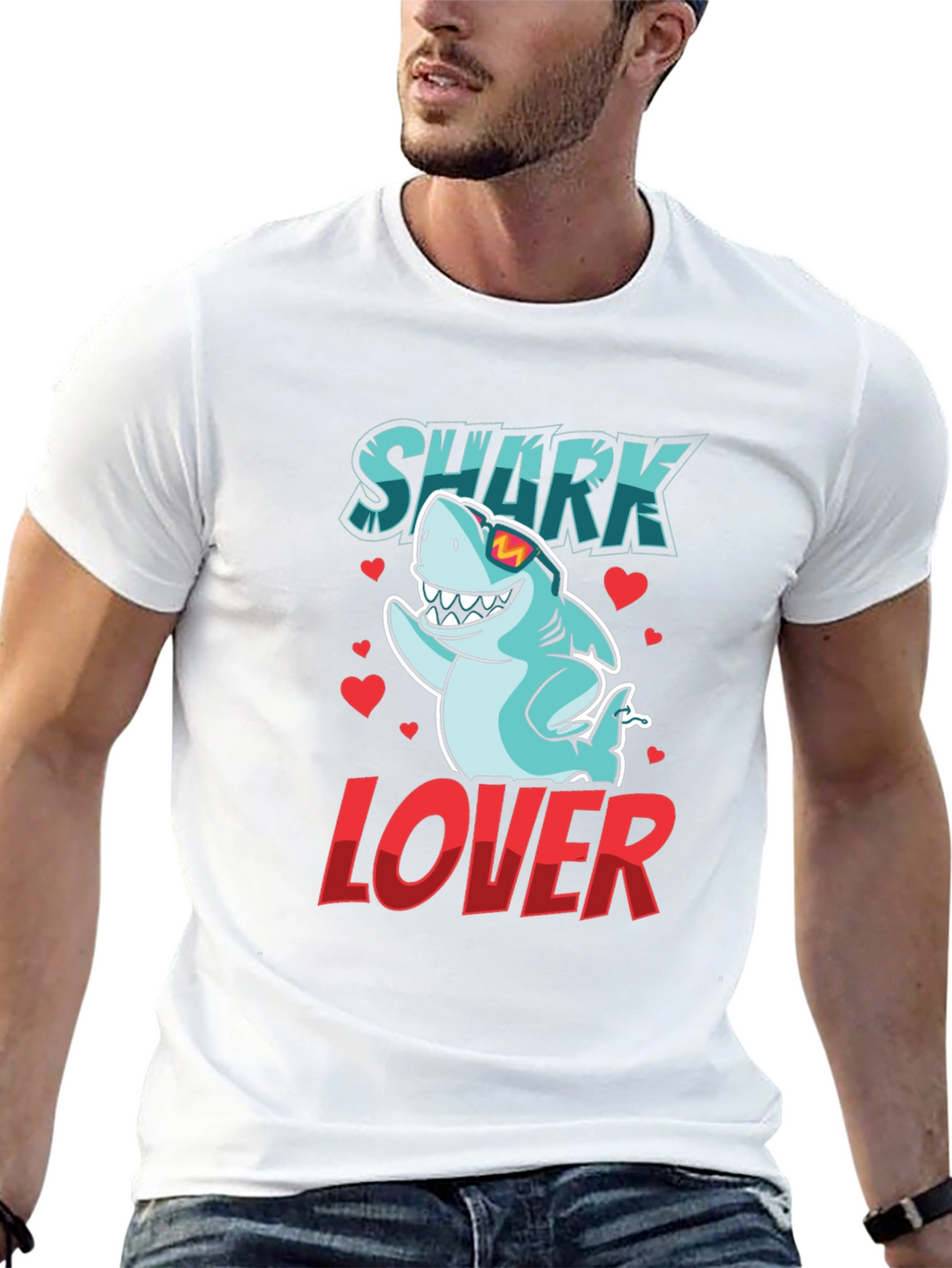Shark Lover Graphic T-Shirt - Cool Cartoon Shark Design