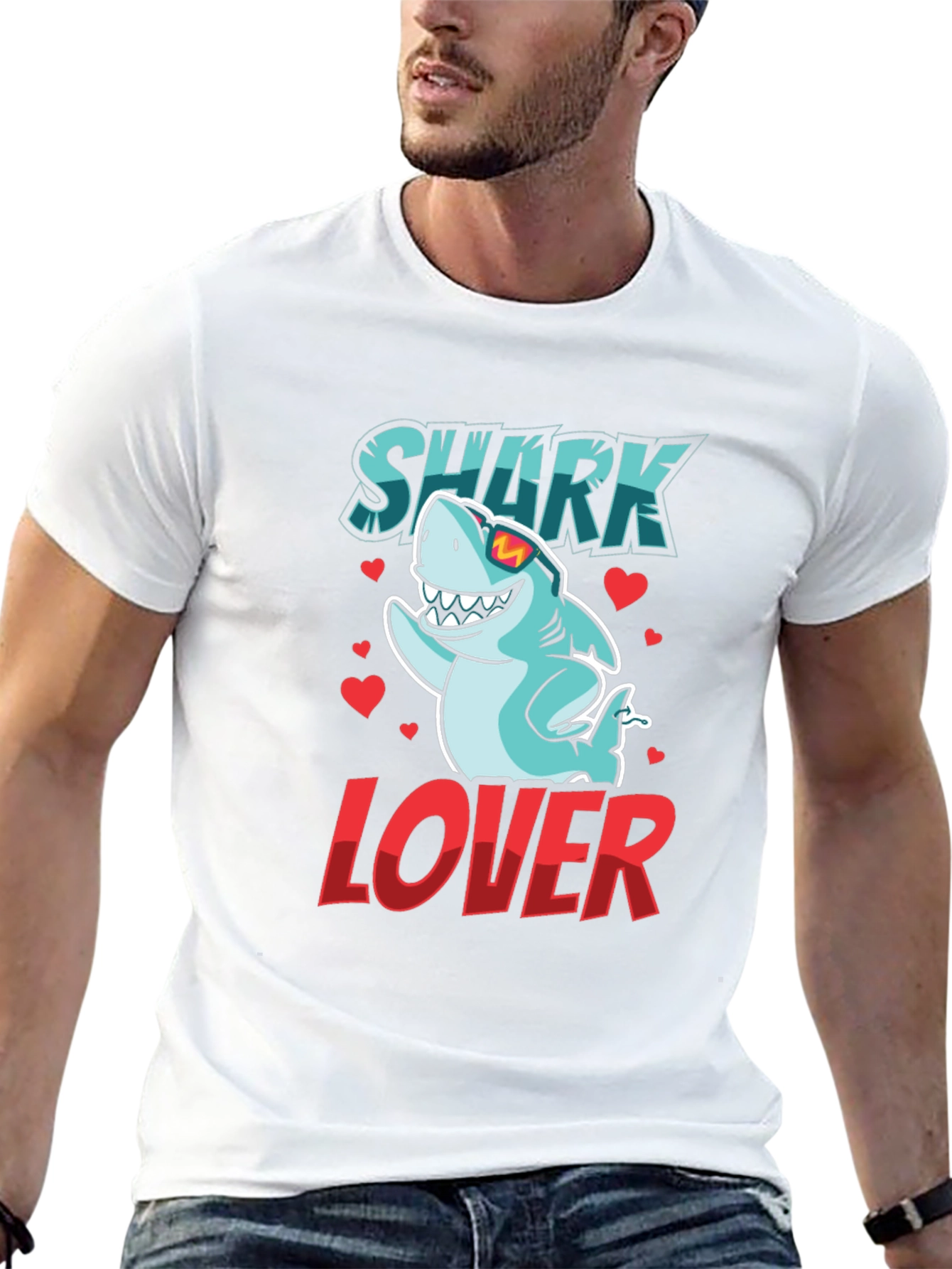 Shark Lover Graphic T-Shirt - Cool Cartoon Shark Design