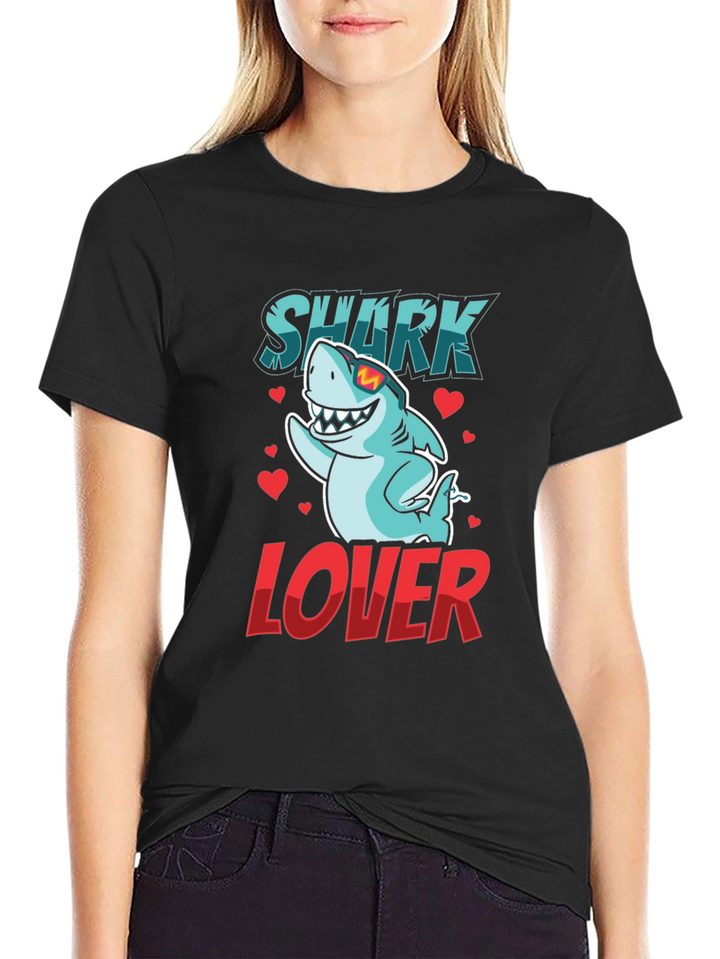 Shark Lover Graphic T-Shirt - Cool Cartoon Shark Design