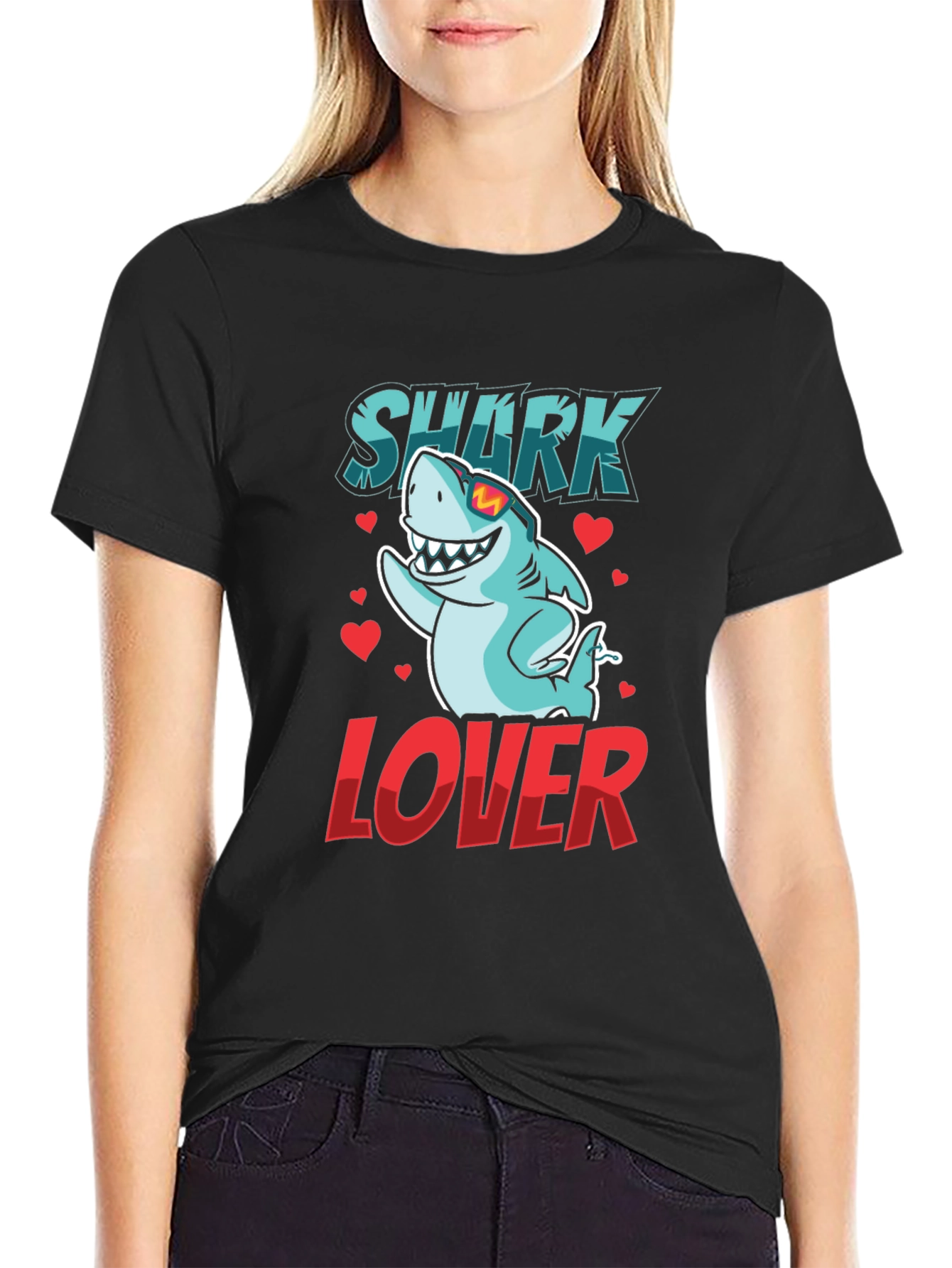 Shark Lover Graphic T-Shirt - Cool Cartoon Shark Design