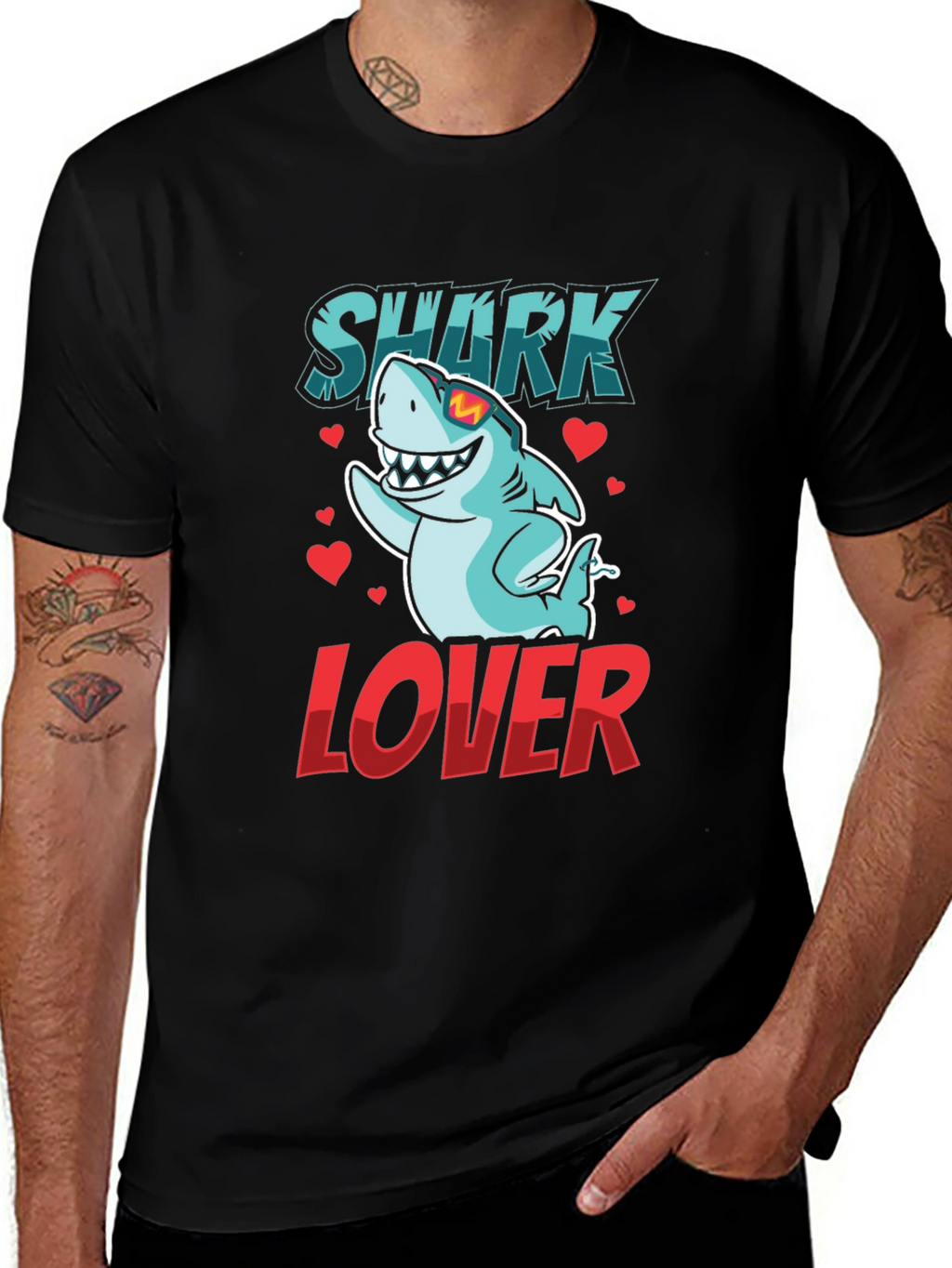 Shark Lover Graphic T-Shirt - Cool Cartoon Shark Design