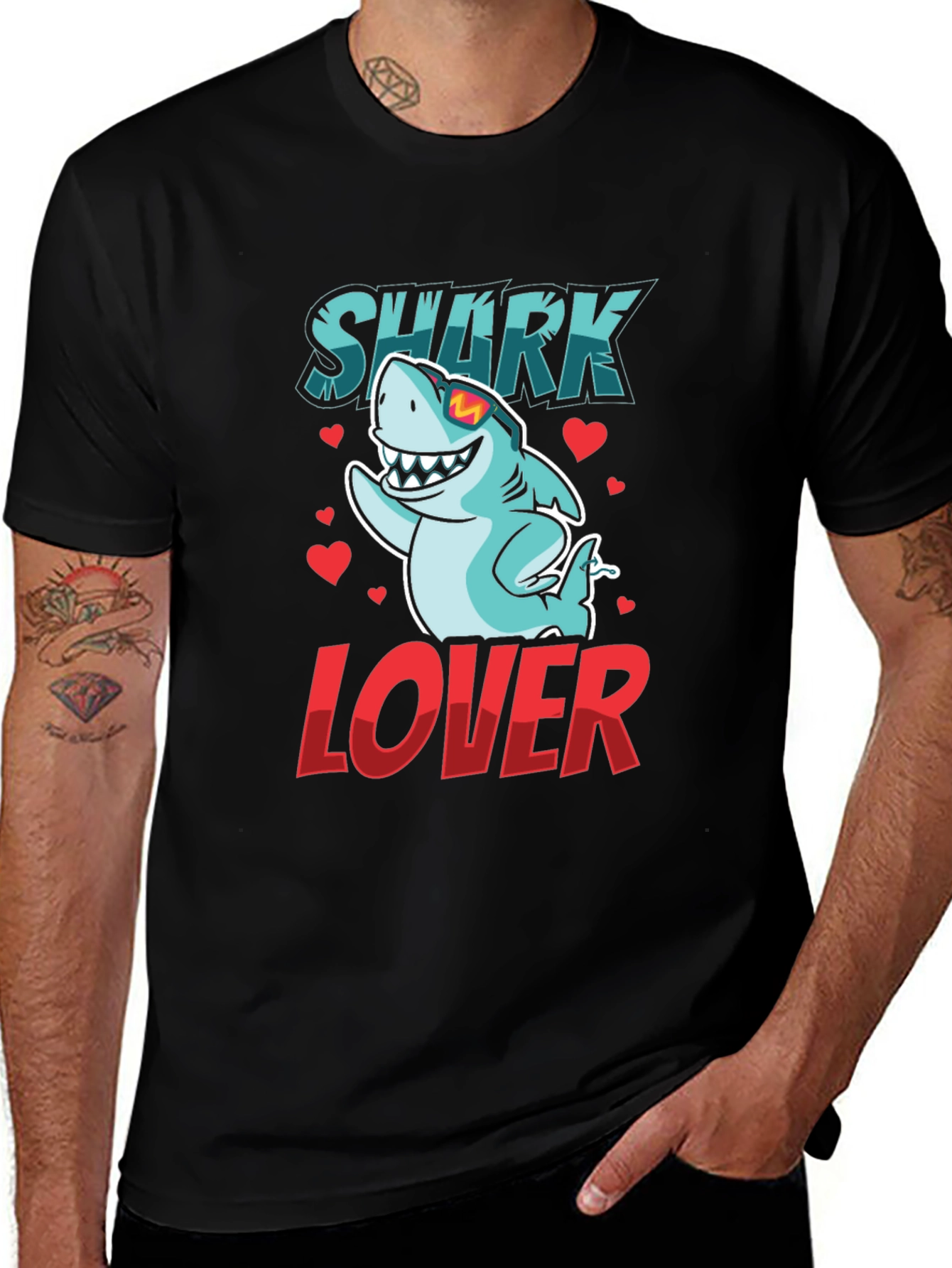 Shark Lover Graphic T-Shirt - Cool Cartoon Shark Design
