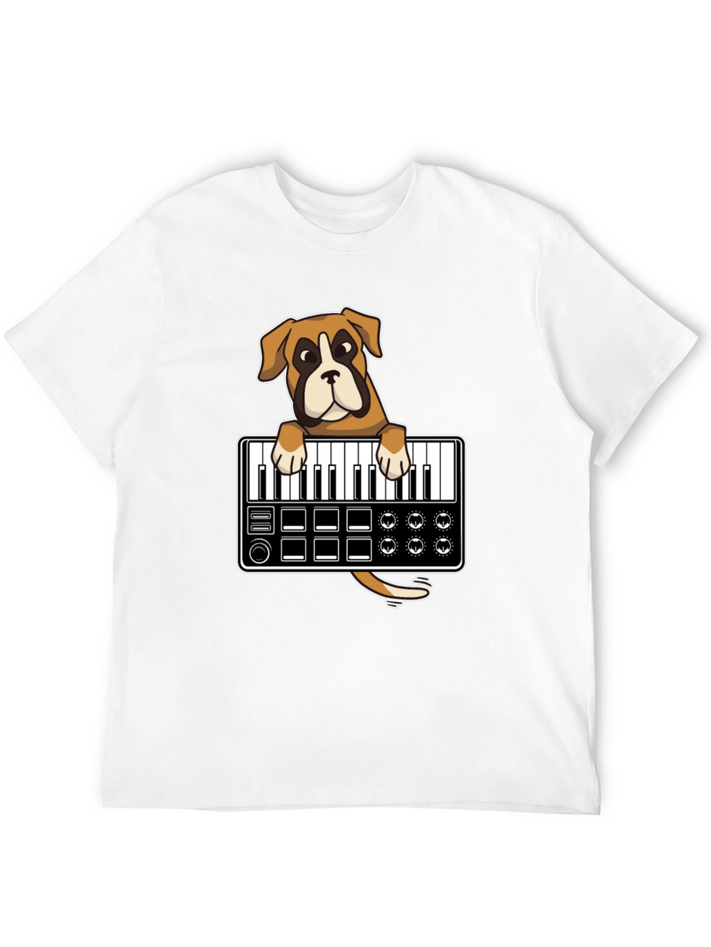 Boxer Dog DJ T-Shirt - Keyboard Lover Graphic Tee