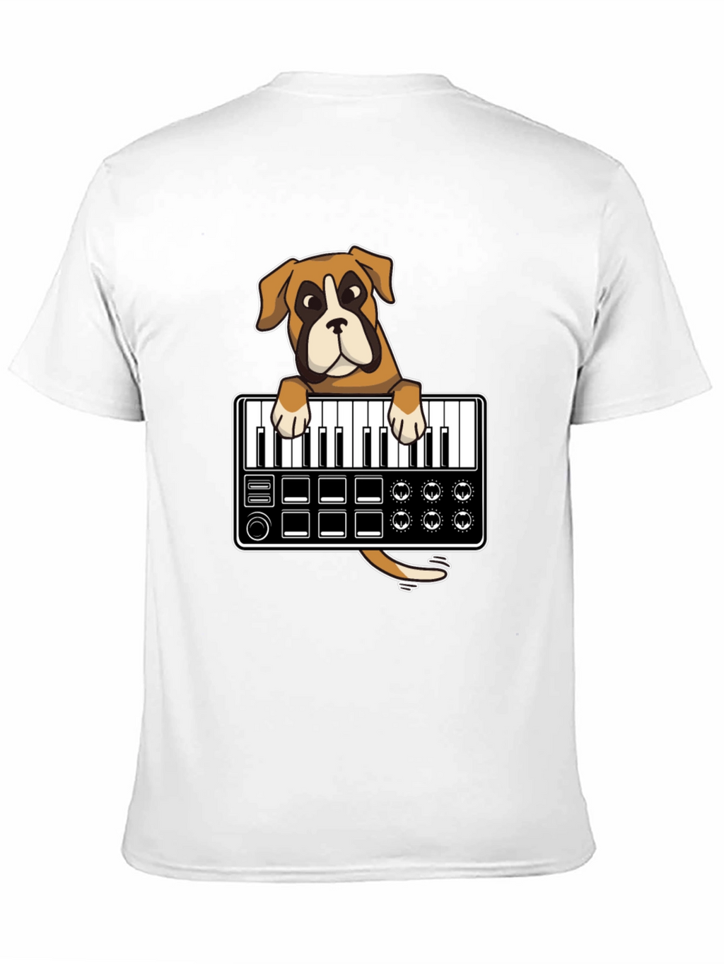 Boxer Dog DJ T-Shirt - Keyboard Lover Graphic Tee