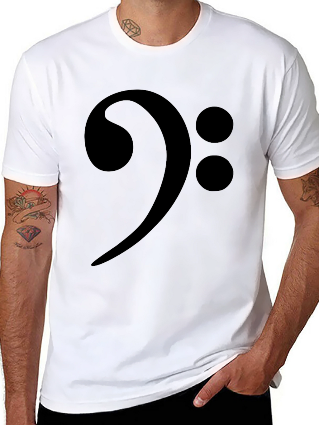 Bass Clef Black T-Shirt - Music Lover Tee