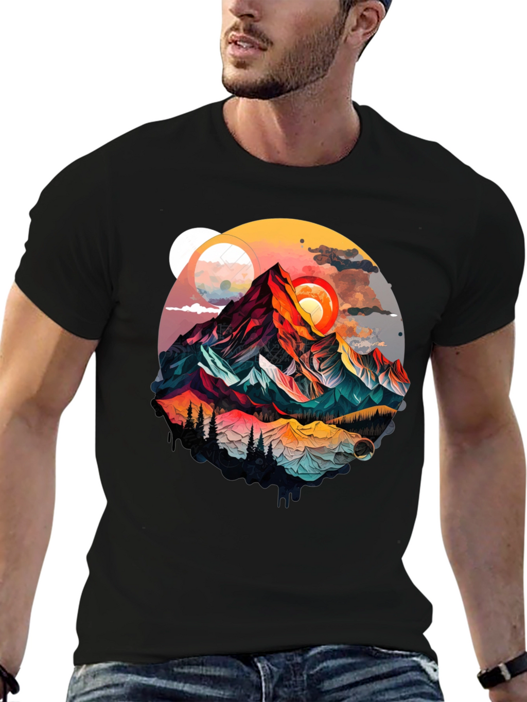 Mountain Graphic Tee - Artistic Landscape Design