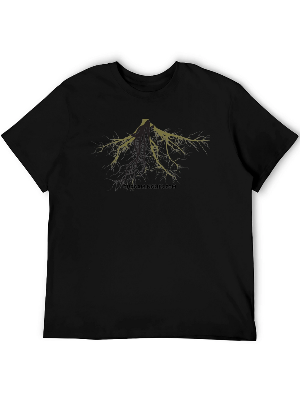 Unique Tree Root Graphic Black T-Shirt