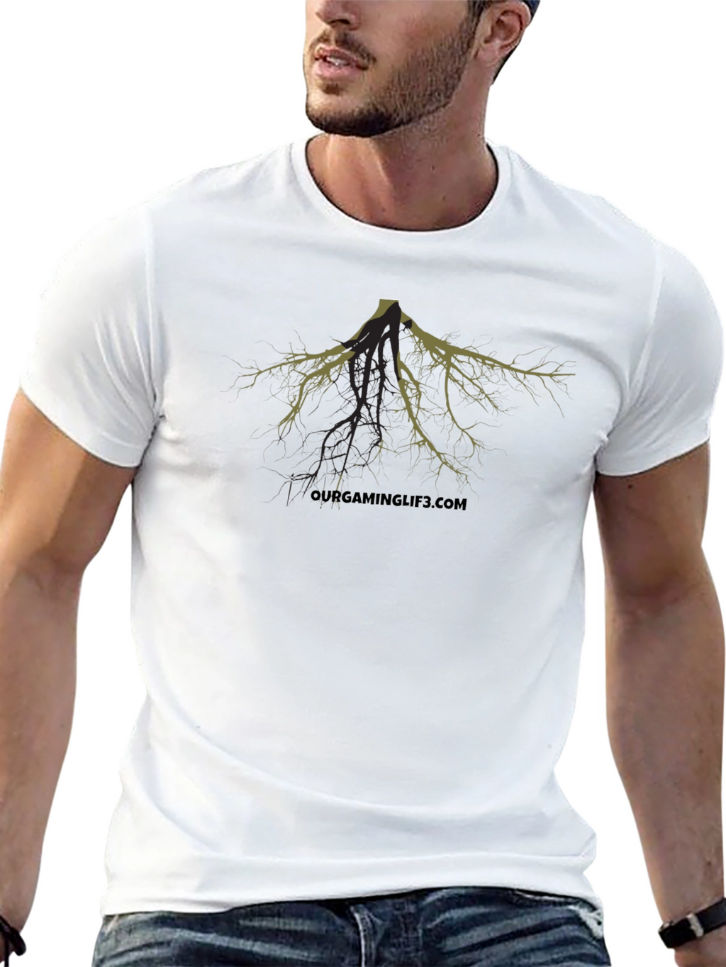 Unique Tree Root Graphic Black T-Shirt