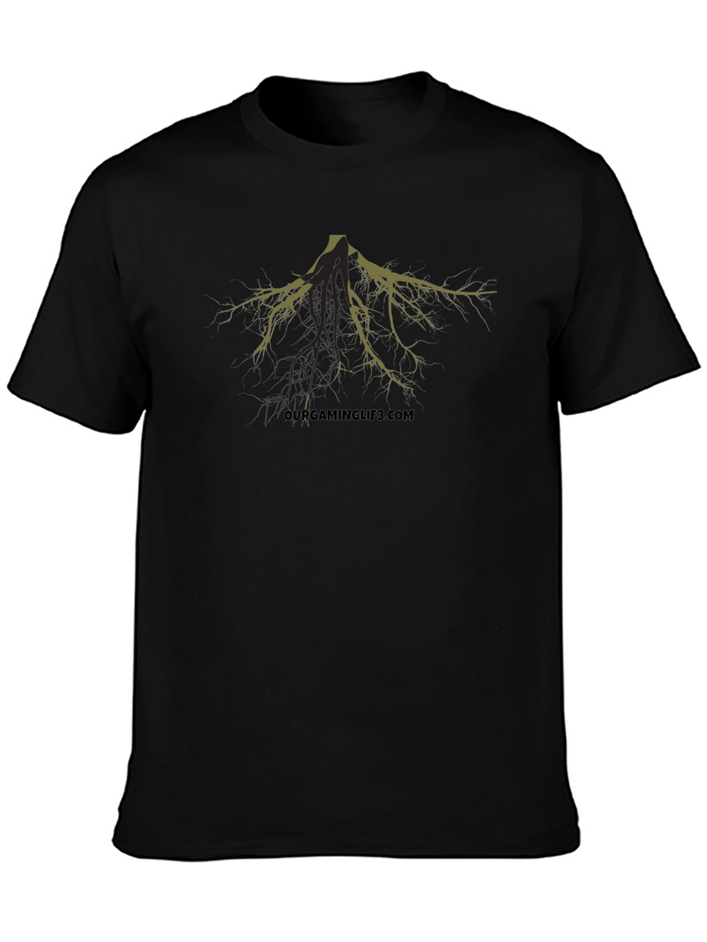 Unique Tree Root Graphic Black T-Shirt