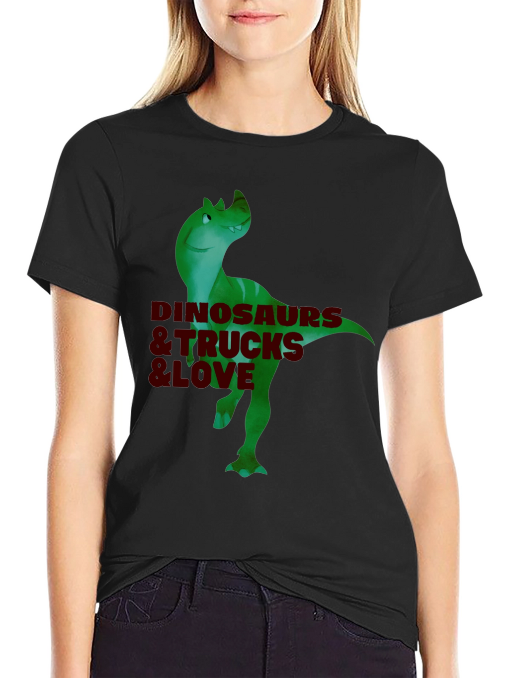 Dinosaurs & Trucks I Love Mens Black T-Shirt