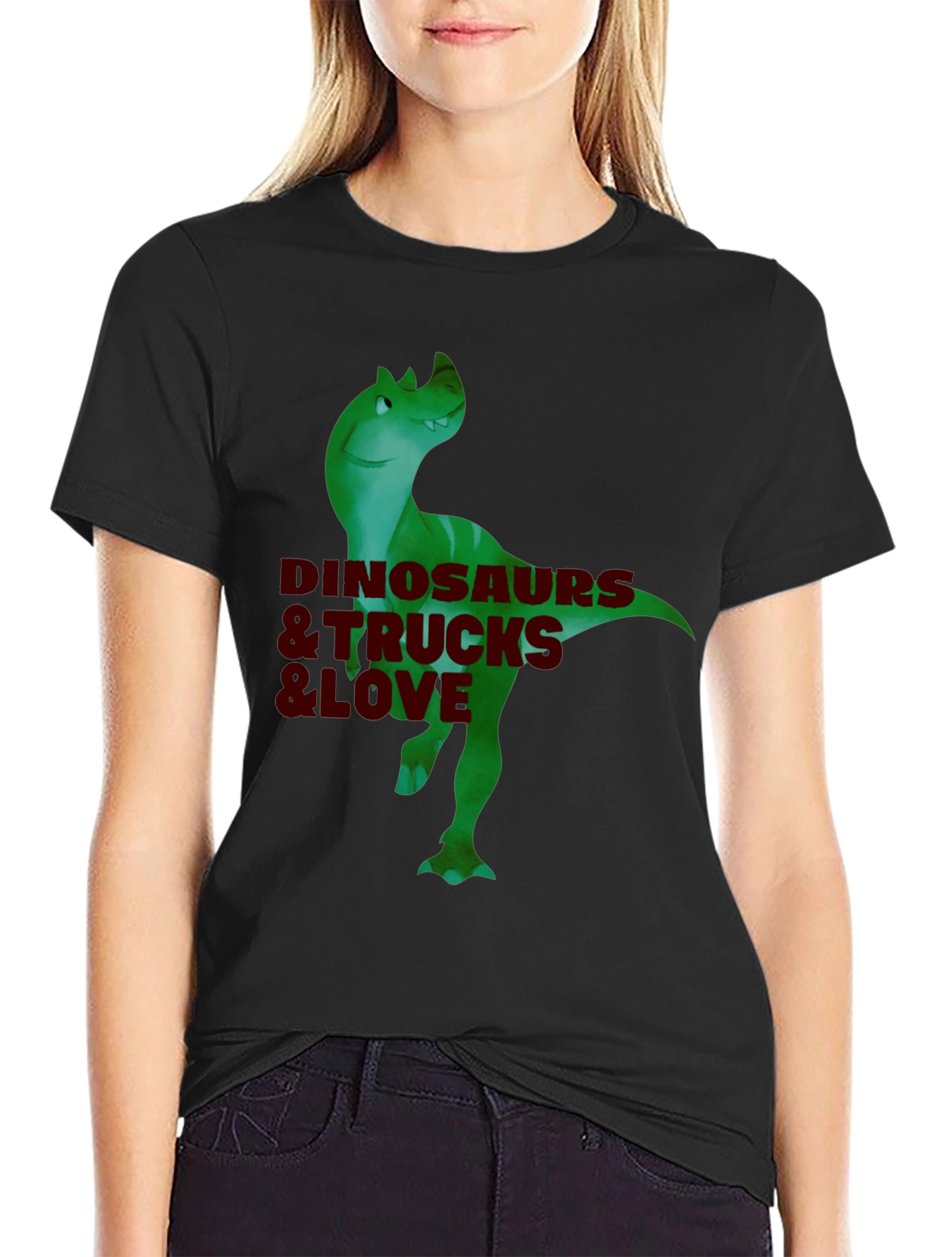 Dinosaurs & Trucks I Love Mens Black T-Shirt