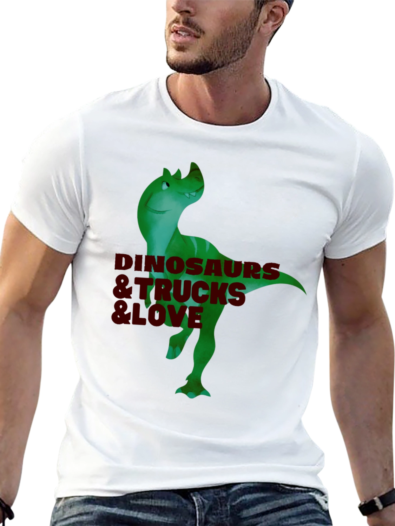 Dinosaurs & Trucks I Love Mens Black T-Shirt