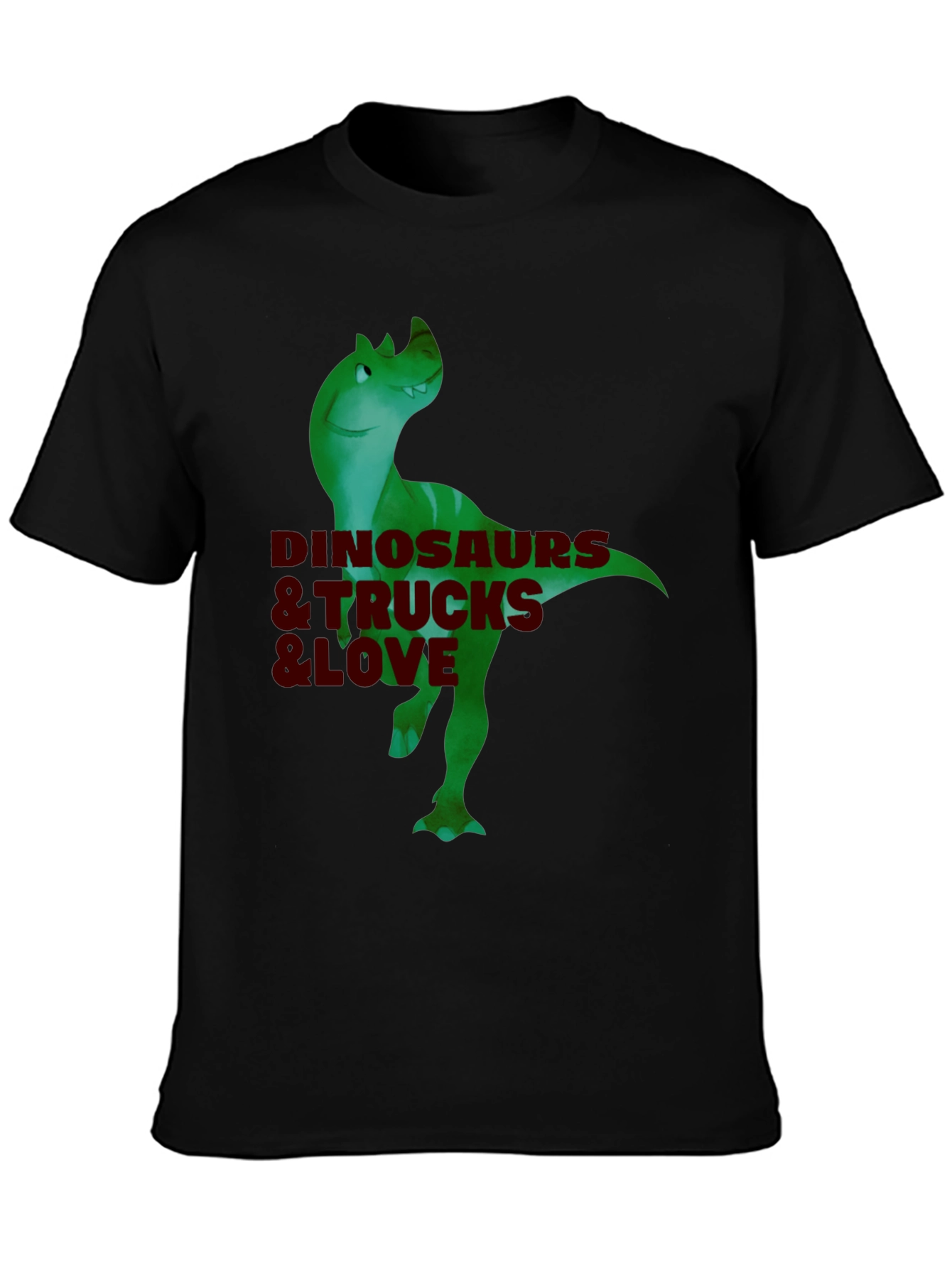 Dinosaurs & Trucks I Love Mens Black T-Shirt