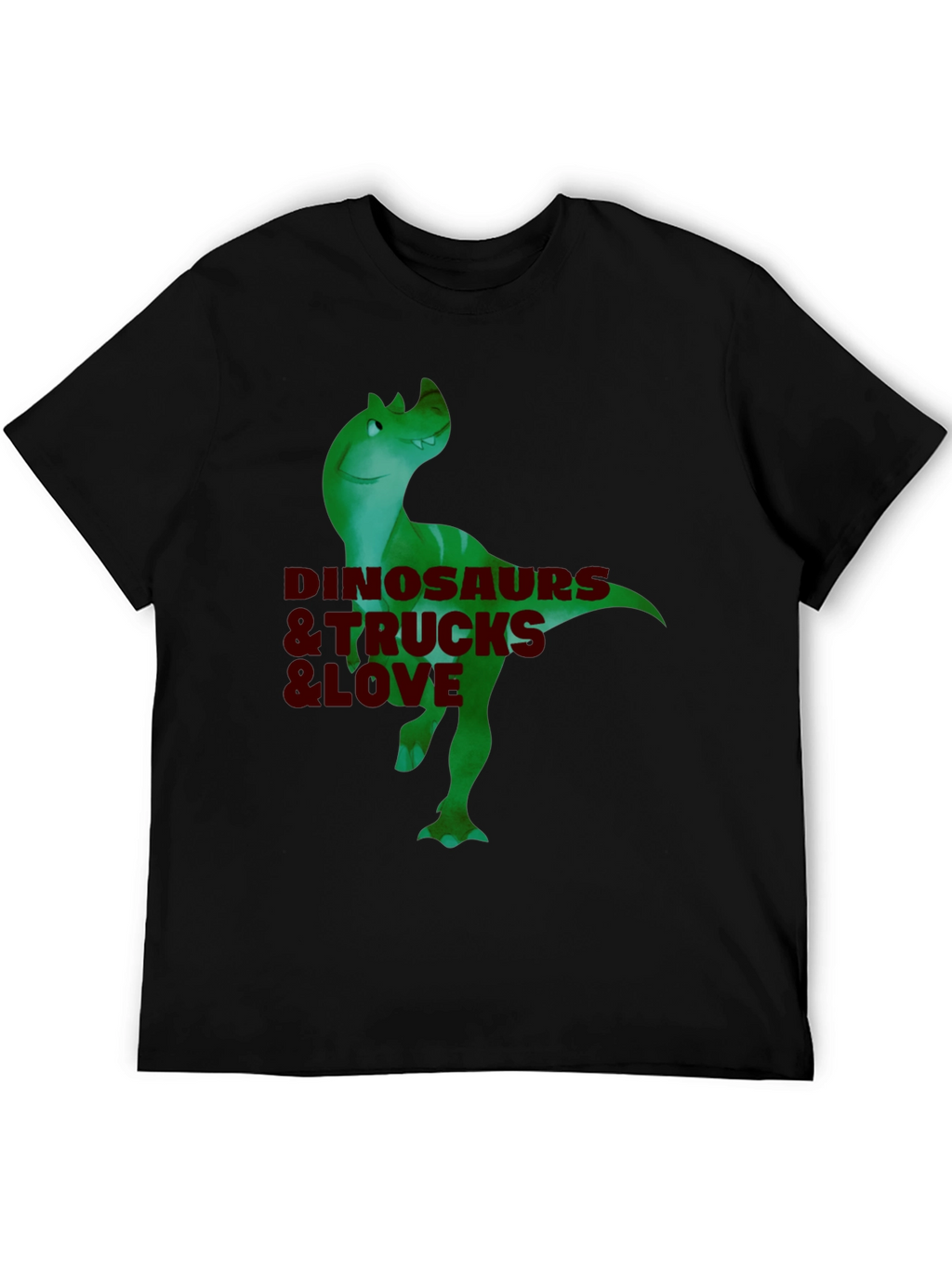 Dinosaurs & Trucks I Love Mens Black T-Shirt