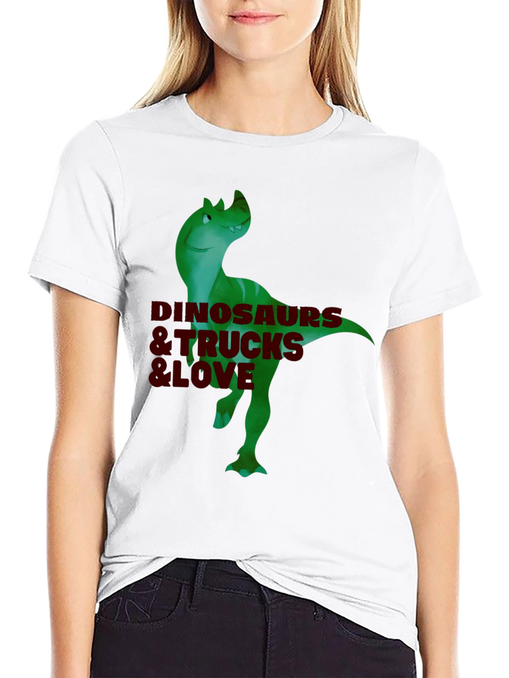 Dinosaurs & Trucks I Love Mens Black T-Shirt