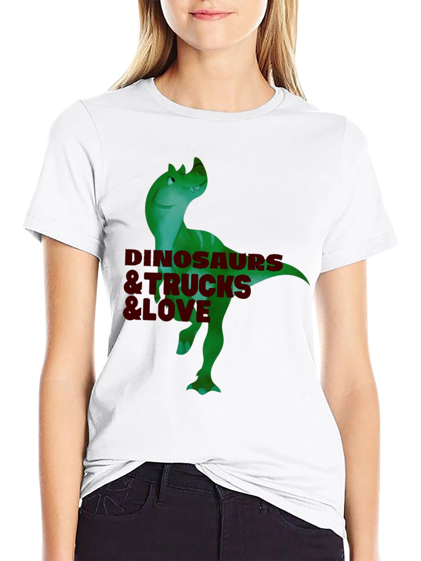 Dinosaurs & Trucks I Love Mens Black T-Shirt
