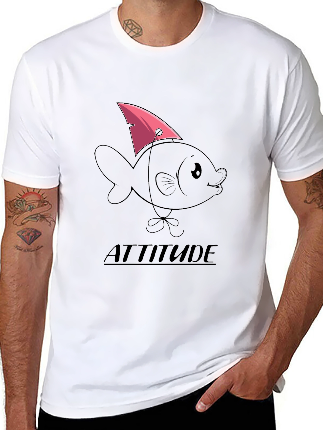 Attitude Fish Graphic T-Shirt - Black